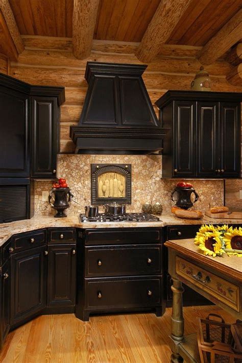 rustic kitchens with black appliances